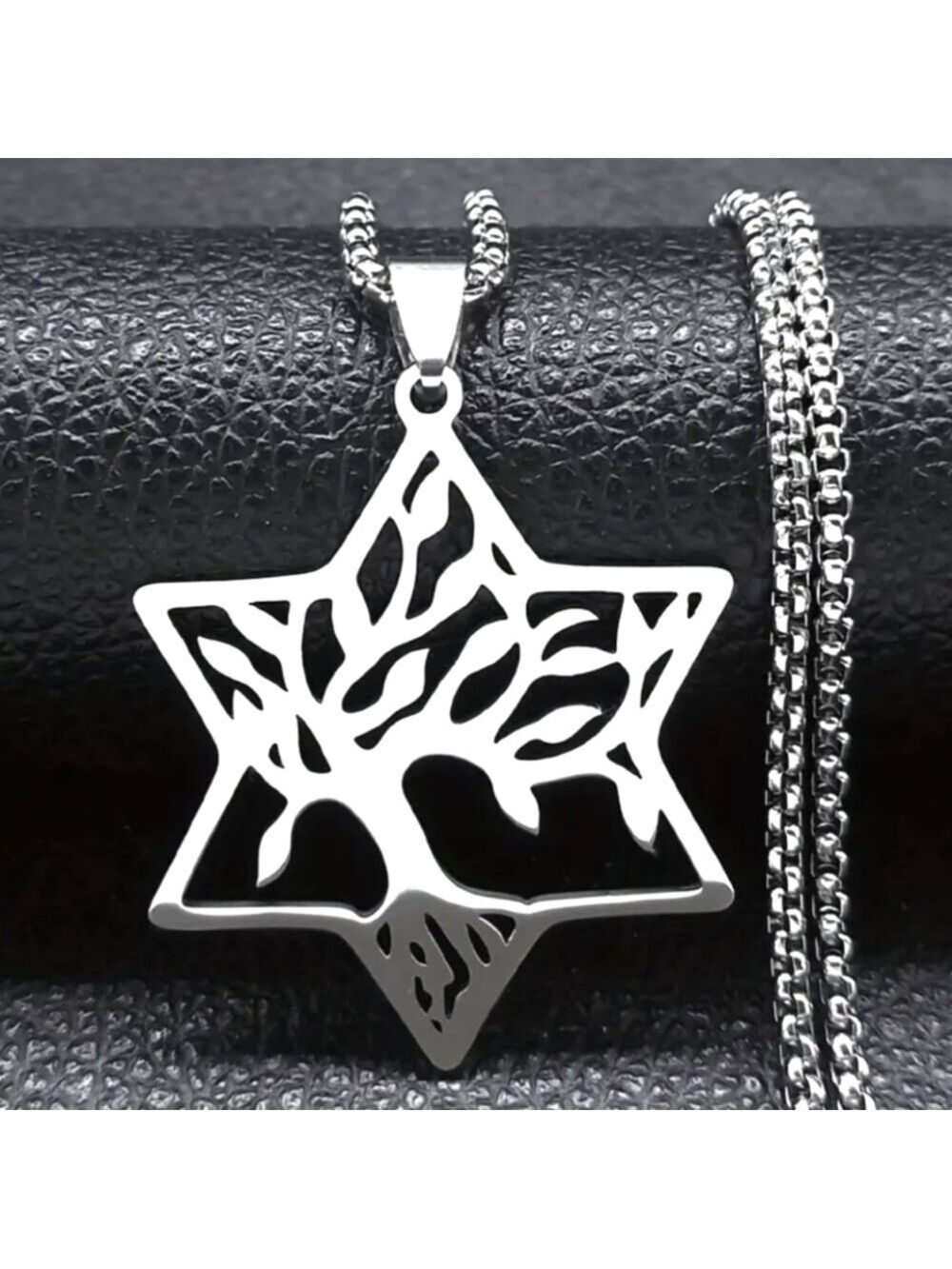 Pendant w/chain--Magen David inset stylized Tree of Life necklace